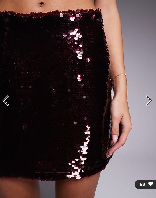 Brave Soul sequin mini skirt in burgundy