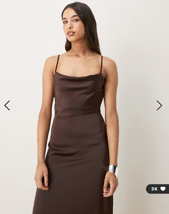 Vila satin cowl neck maxi dress in chocolate brown