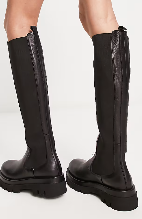Chunky Leather Profile Shaft Boots