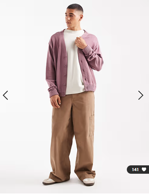 Hollister boxy fit long sleeve cardigan in pink