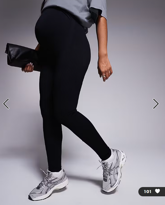 4505 Maternity Icon seamless rib gym legging in black