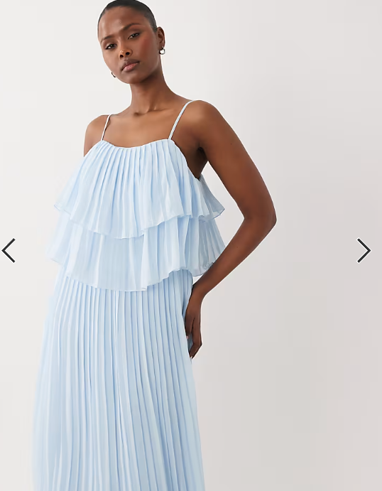 Vila pleated ruffle layer cami maxi dress in light blue