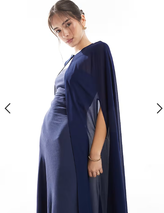 TFNC Bridesmaids chiffon maxi cape in navy