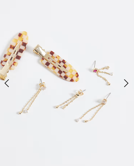 Reclaimed Vintage multi pack dainty profile hanging earrings in gold