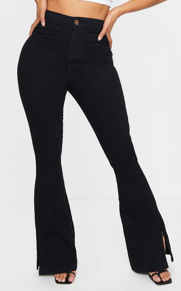 Shape Black Split Hem Flared Jeans