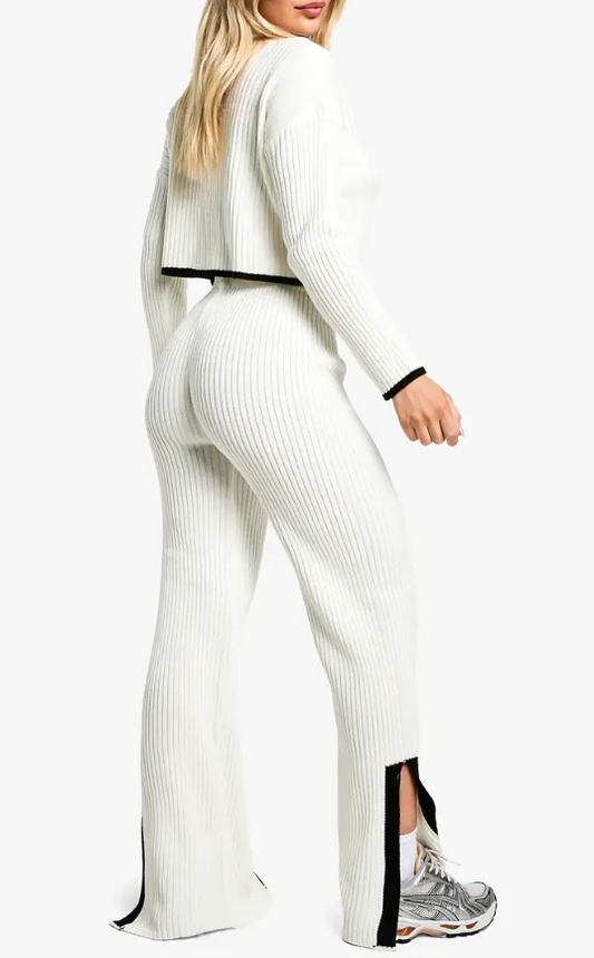 boohoo Contrast Trim Fine Gauge Knitted Co-ord SET