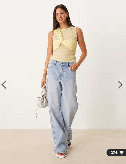 ASOS DESIGN sheer mesh layered twist vest top in yellow