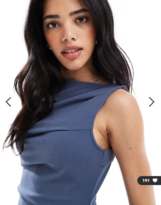 ASOS DESIGN sleeveless high neck ruched midi dress in blue