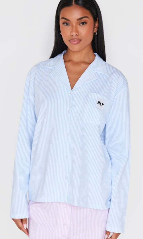 Blue Stripe Long Sleeve Pj Shirt