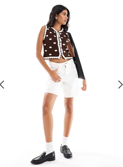 Miss Selfridge all over polka dot tank in chocolate