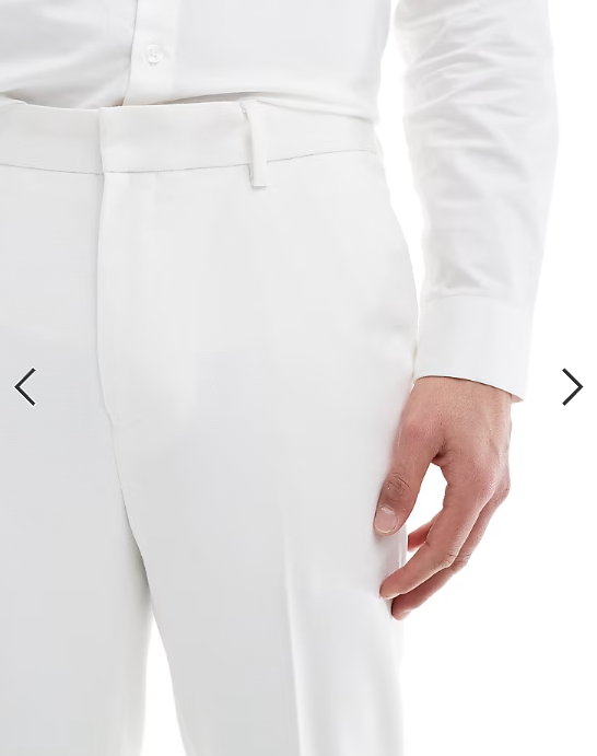 ASOS DESIGN tapered suit trousers in textured white fabric