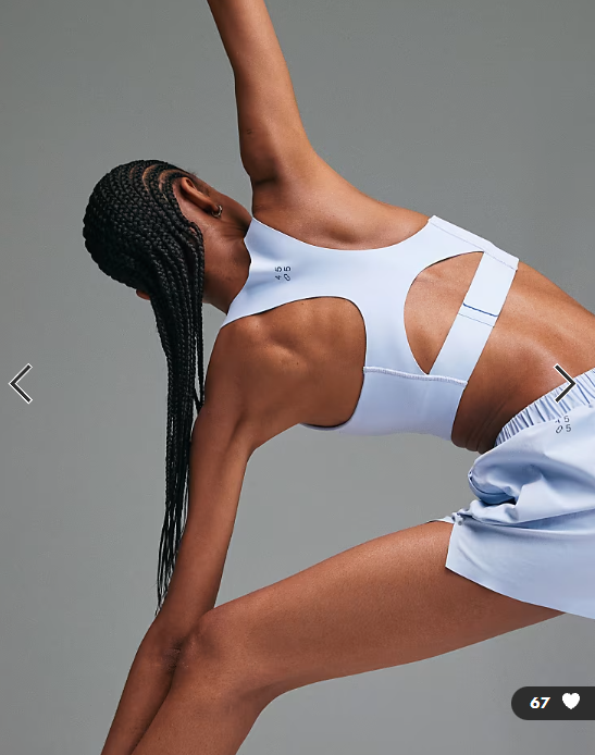 4505 Premium high impact zip front running sports bra with adjustable straps and reflective detail in sky blue