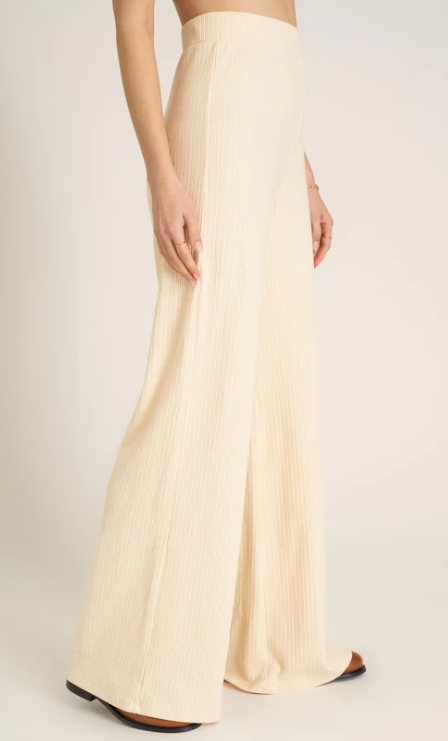 Boohoo Rib Cream Flare Trousers