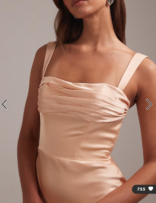 ASOS DESIGN bridesmaids satin draped bust maxi dress with column skirt in apricot