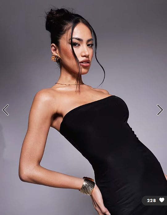 Fashionkilla exclusive slinky double sculpted bandeau maxi dress in black