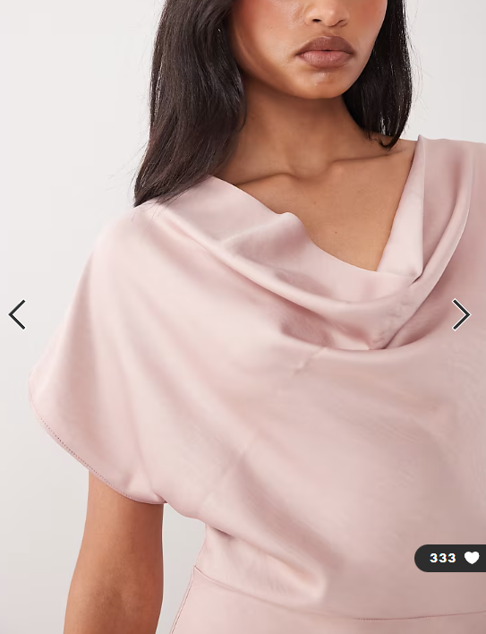 TFNC Bridesmaids satin drop shoulder bias maxi dress in dusty pink