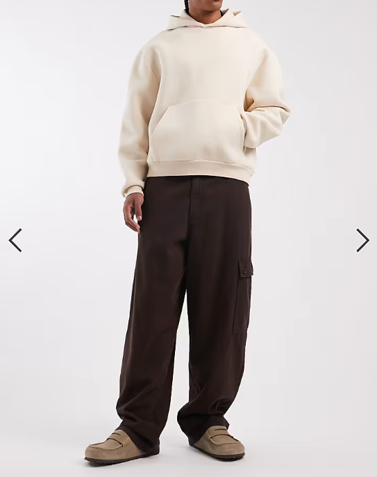 ASOS DESIGN loose straight fit cargo trousers in brown