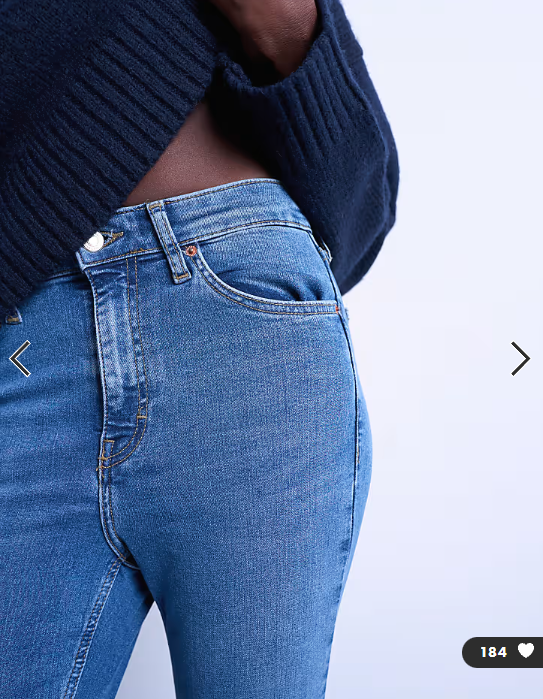 Topshop Jamie high rise skinny jeans in mid blue