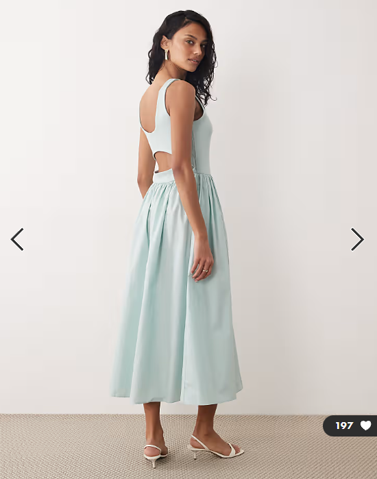 Nobody's Child Eliana boat neck ruched skirt midi dress in mint green