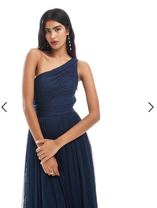 Lace & Beads Bridesmaid one shoulder maxi dress in navy