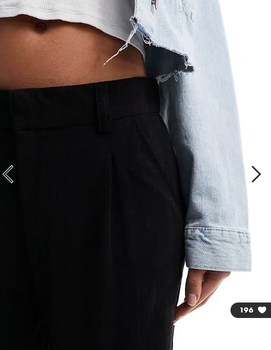 ASOS DESIGN relaxed straight leg trousers with linen in black