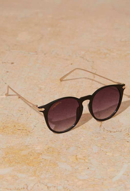 Black Classic Round Frame Sunglasses