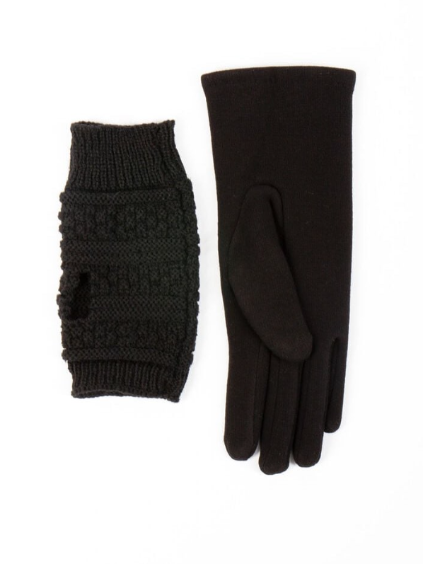 Modgan - Knitted gloves with rhinestones black women