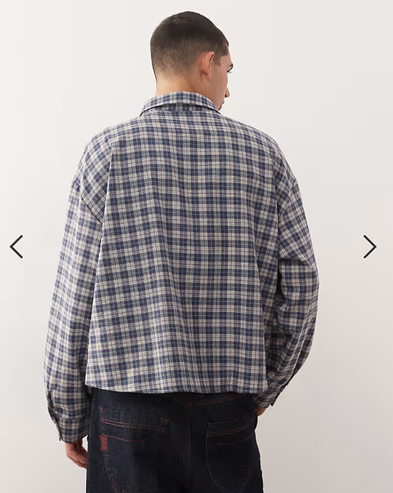 Reclaimed Vintage boxy cropped shirt in brushed grey check