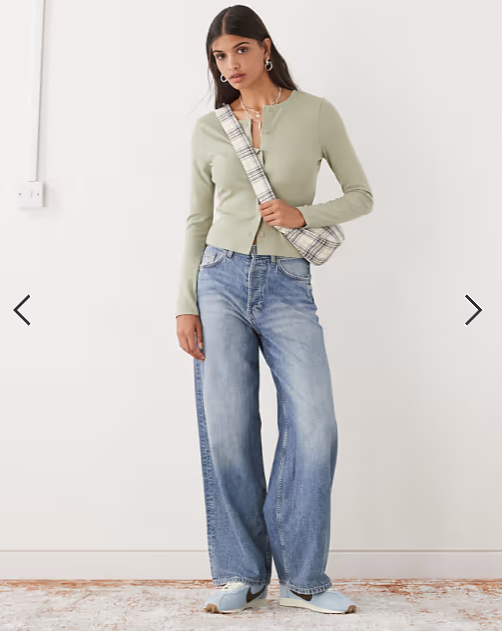 COLLUSION long sleeve pointelle cardigan in khaki