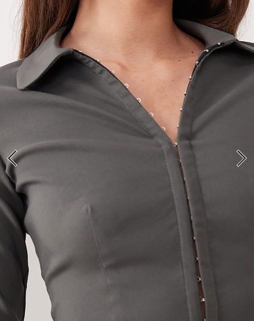 Motel co-ord Alika tailored button up shirt in slate grey