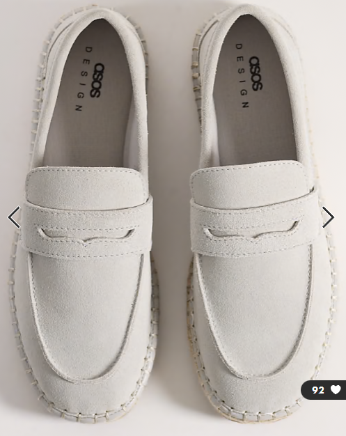 ASOS DESIGN penny loafer espadrilles in grey suede
