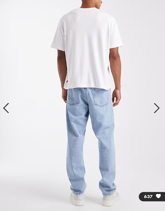 ONLY & SONS Tye loose tapered fit jeans in light wash