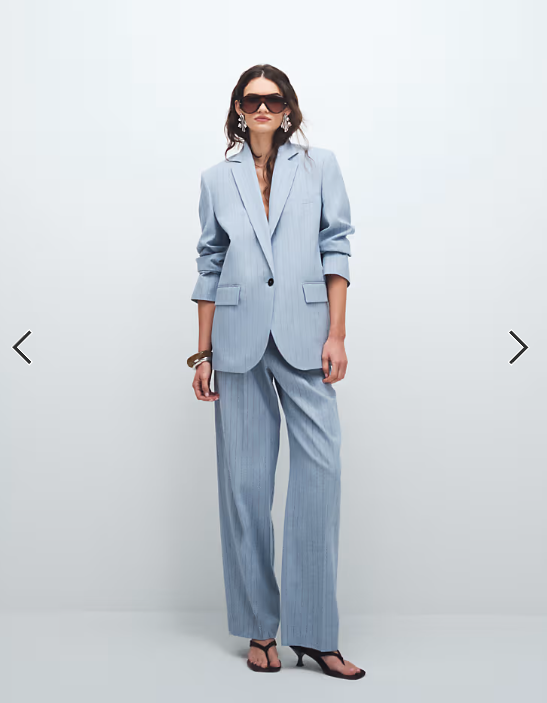 Mango Pedro blazer co-ord in pale blue stripe