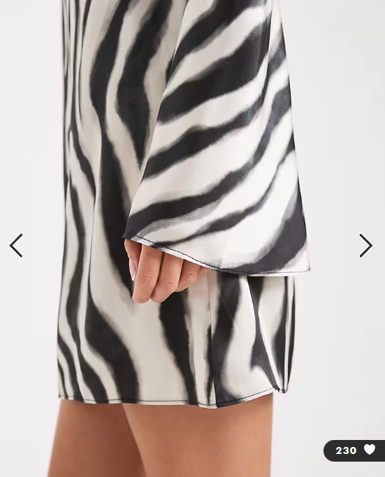 New Look - zebra print satin mini dress in black zebra