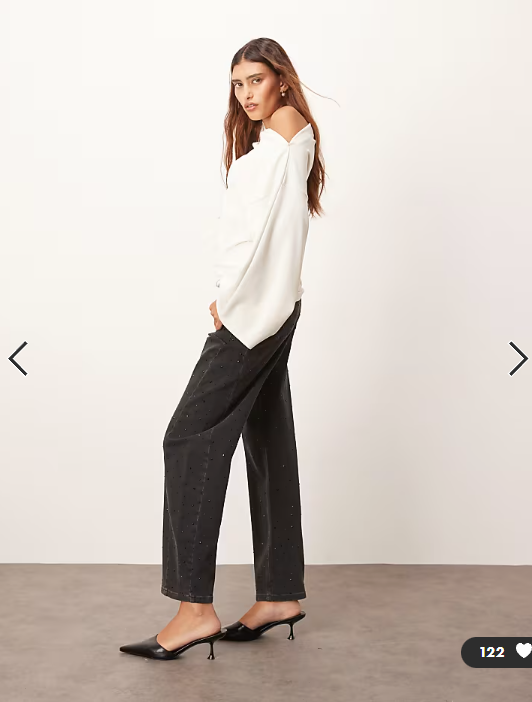 ARRANGE Eden barrel leg high waist hotfix jean in black