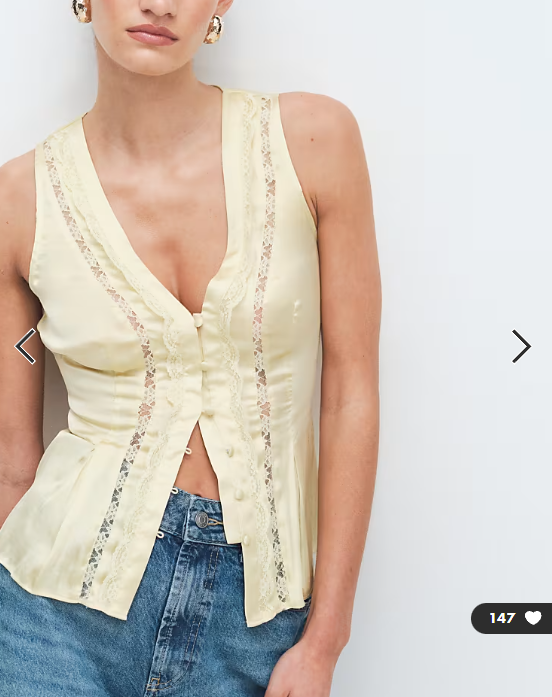 New Look satin lace top in yellow