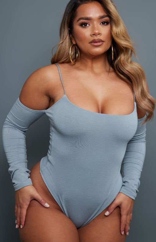 Shape Grey Marl Contour Jersey Bardot Bodysuit