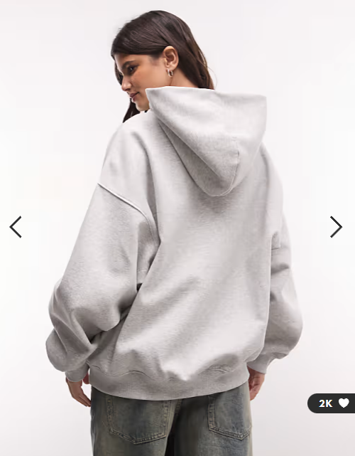 Weekday oversized heavyweight jersey hoodie in grey melange