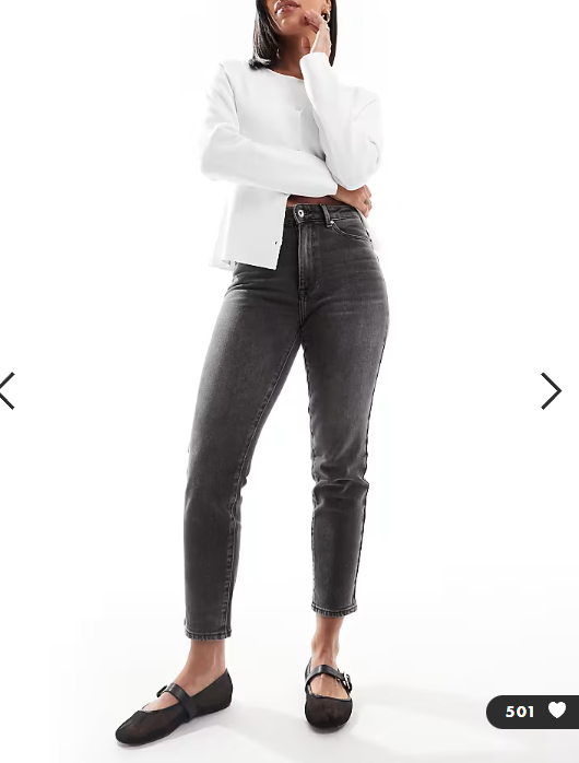 ONLY Emily high waisted straight leg jeans in washed grey