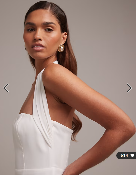 ASOS DESIGN crepe pencil bandeau midi dress with wide halter strap in white