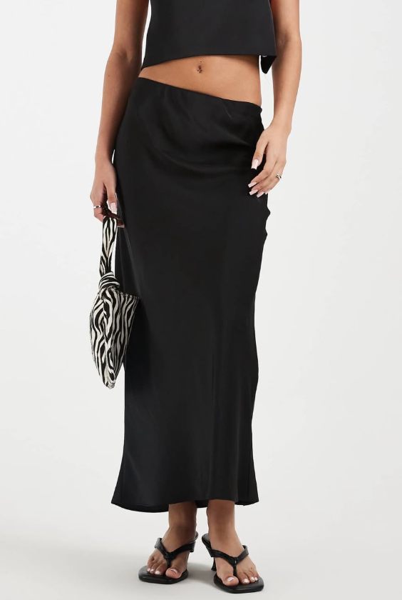 River Island - satin maxi skirt black
