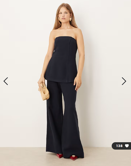 ASOS DESIGN tailored boucle bandeau top co-ord in navy