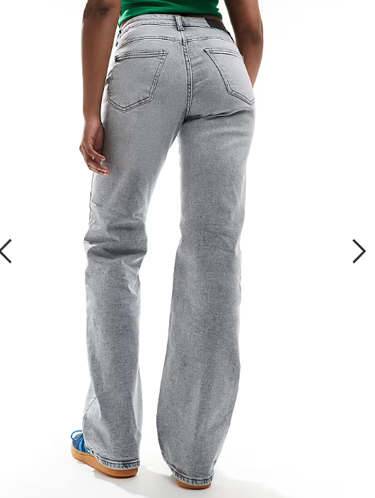 Noisy May Yolanda mid rise straight leg jeans in light grey wash
