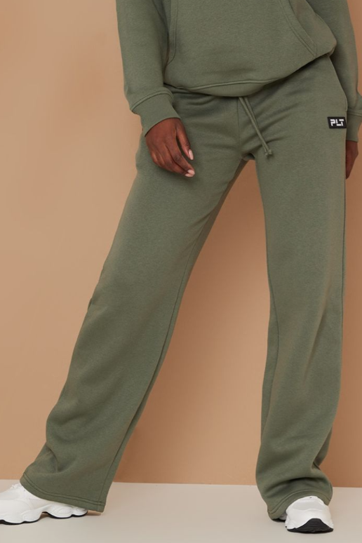 Tall Olive Badged Detail Straight Leg Joggers