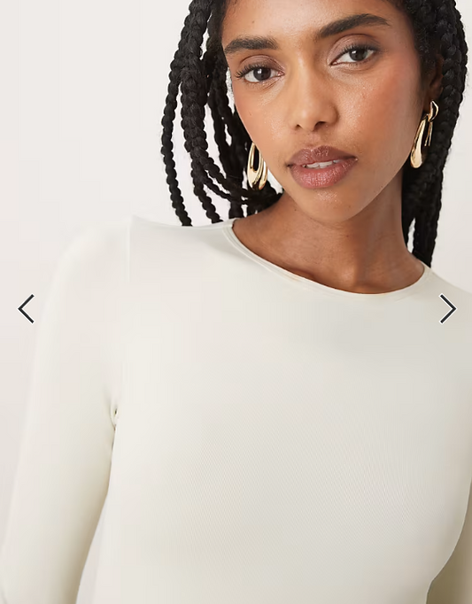 ASOS DESIGN seamless long sleeve crew neck bodysuit in stone