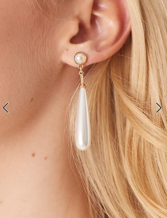True Decadence long pearl drop earrings in gold