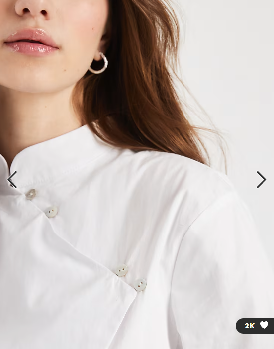 ASOS DESIGN mandarin collar cinch fitted shirt in white