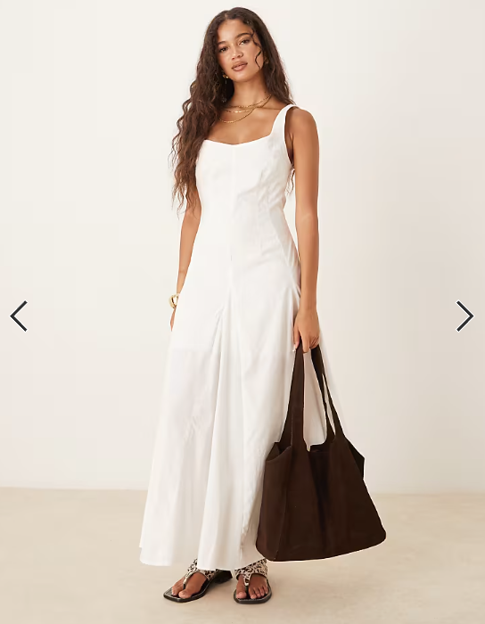 ASOS DESIGN sleeveless waisted midi dress in white