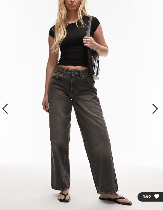Topshop - hourglass cinch low rise relaxed hean in dark grey