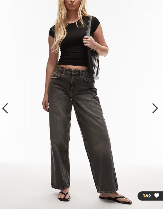 Topshop - hourglass cinch low rise relaxed hean in dark grey